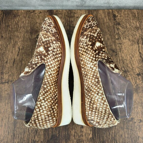 Free People Snake Eye Velvet Loafers 40 9.5 Brown Cream Slip On Comfort Casual - Picture 9 of 13